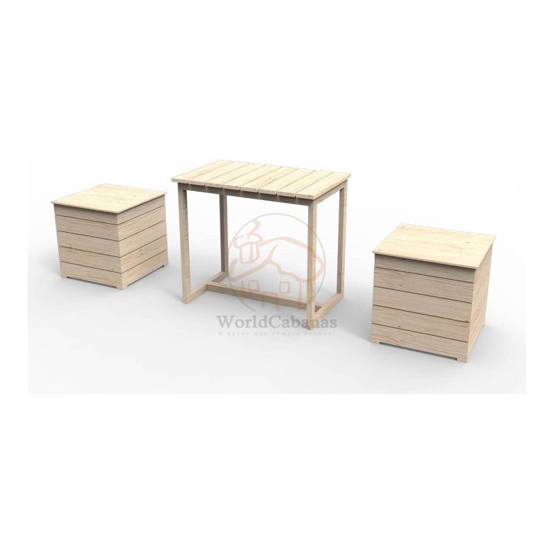Mesa e Pufes